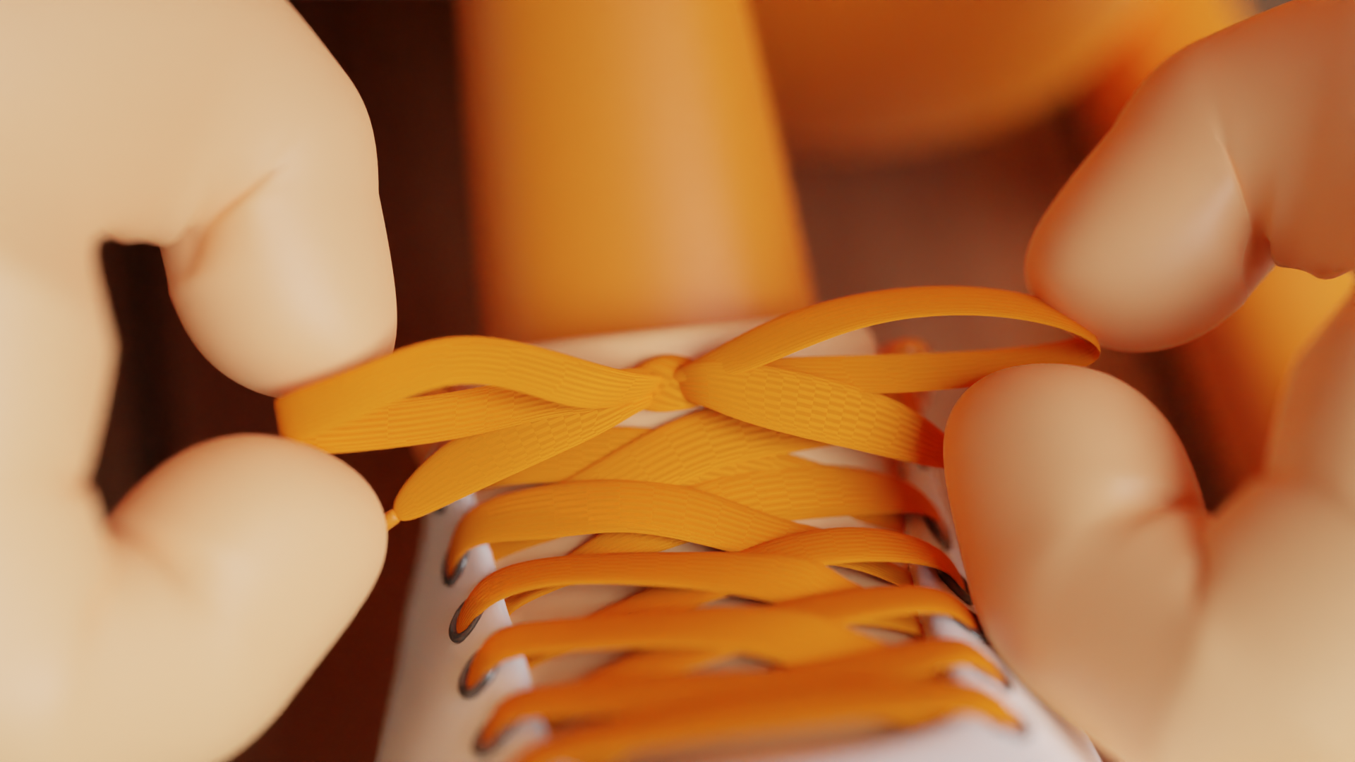 Gimble ties his roller skates